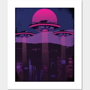 Vaporwave UFOs Posters and Art